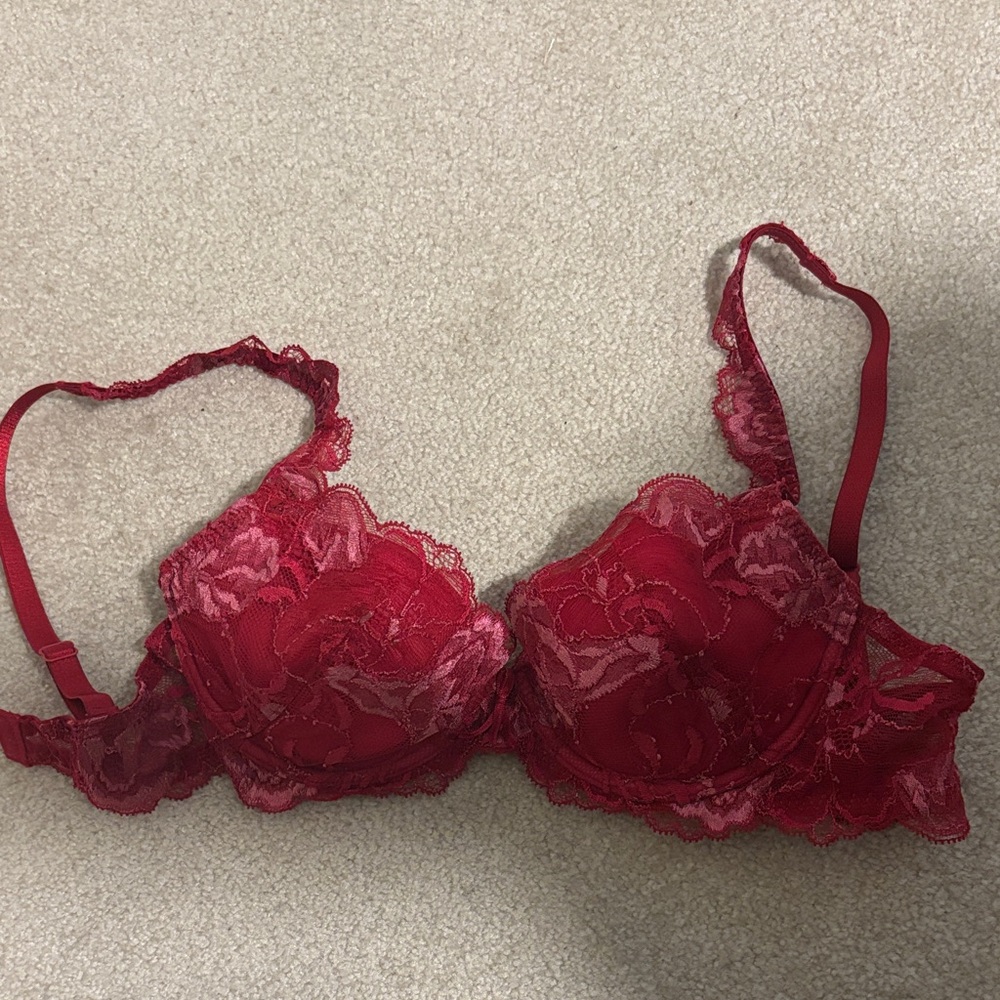Elegant Red Lace Bra